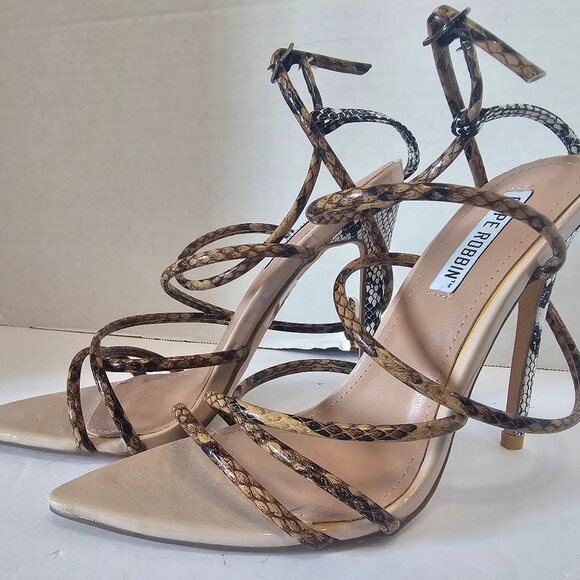 Cape Robbin Snake Print Strappy Pointy Open Toe Ankle Strap Stiletto SZ 6 - Picture 1 of 7